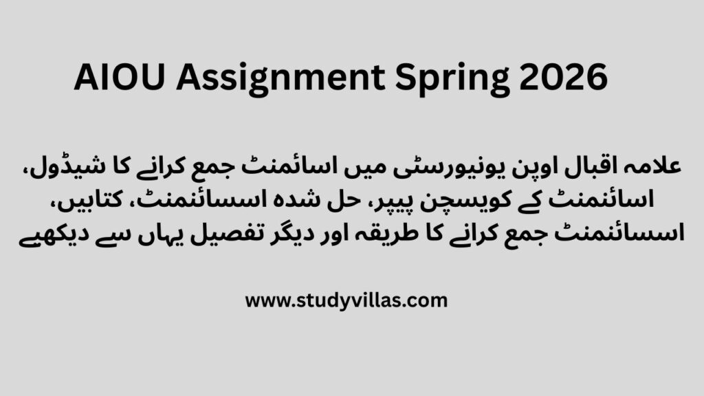 AIOU Assignment Spring 2026