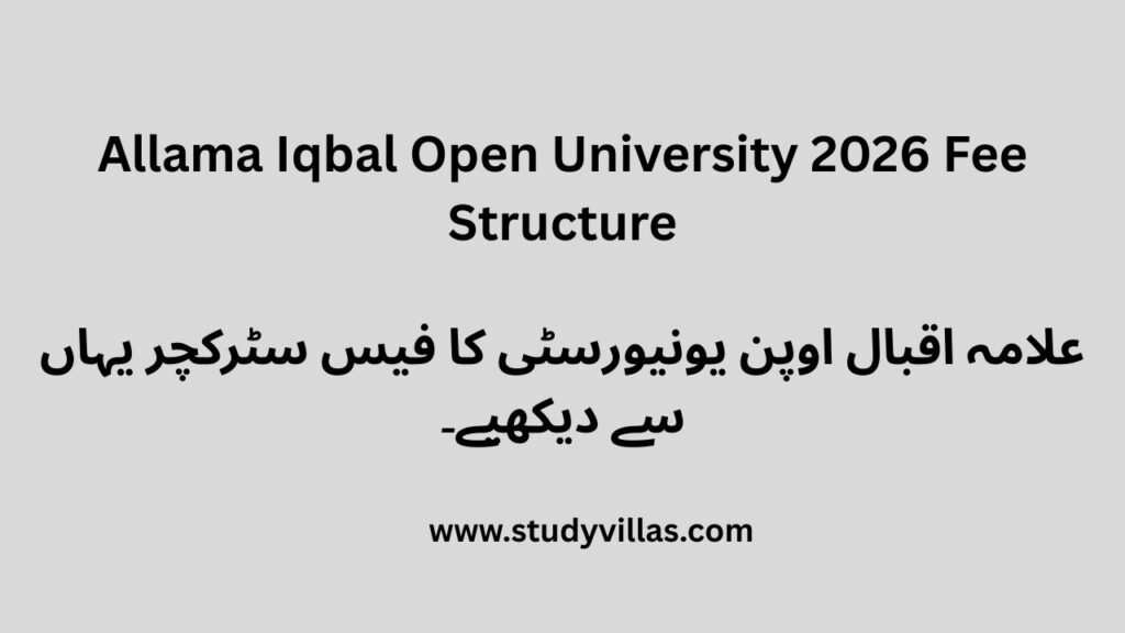 Allama Iqbal Open University 2026 Fee Structure