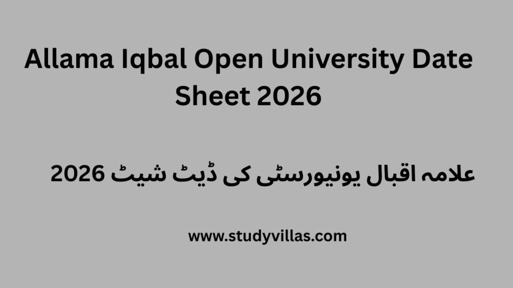 Allama Iqbal Open University Date Sheet 2026